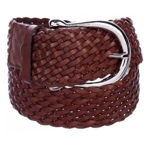 Michael Kors Dark Brown Braided Leather Western Style Big Belt Size Medium